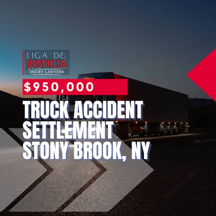 $950,000 Truck accident settlement in Stony Brook, NY • Suffolk County, Long Island by Liga De Justicia Injury Lawyers